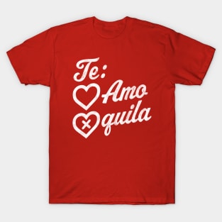 Te Amo Tequila Valentines Day Hearts Retro Vintage Drinking T-Shirt